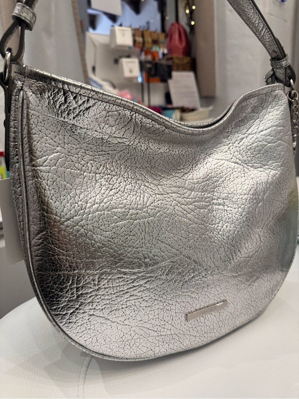 🌸So Beautiful! NWT BRAHMIN Small Kathleen Silver Duchess Metallic Leather Bag